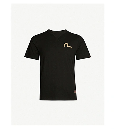 Shop Evisu Logo-print Cotton-jersey T-shirt In Black