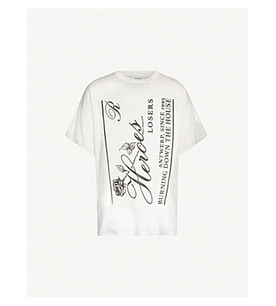 Shop Raf Simons Templa Heroes-print Merino Wool T-shirt In White