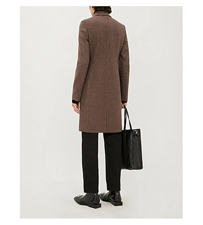 Shop Balenciaga Houndstooth Wool Coat In Brown