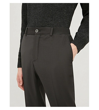 Shop Pal Zileri Slim-fit Tapered Wool-blend Trousers In Black