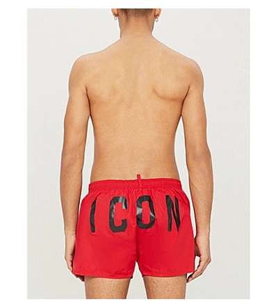 Shop Dsquared2 Icon-print Swim Shorts In Red
