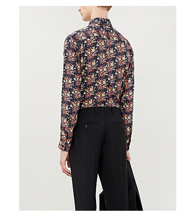 Shop The Kooples Floral-print Relaxed-fit Crepe Shirt In Bla81