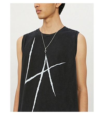 Shop Local Authority Logo-print Cotton-jersey Vest Top In Washed Black