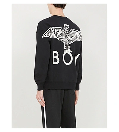 Shop Boy London Graphic-print Cotton-jersey Sweatshirt In Black/white