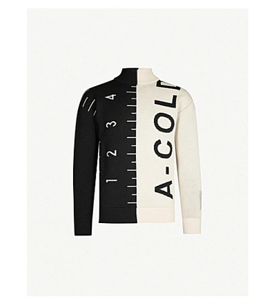 Shop A-cold-wall* Logo-embroidered Wool Jumper In Black White