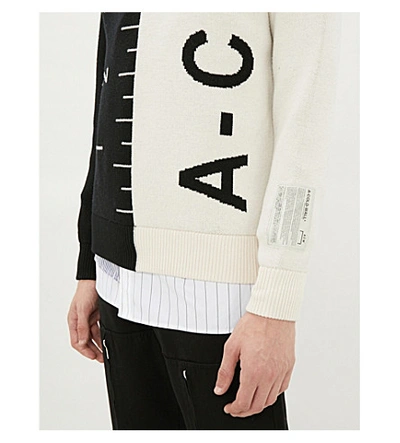 Shop A-cold-wall* Logo-embroidered Wool Jumper In Black White