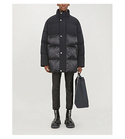 Shop Acne Studios Two-tone Shell-down Coat In Black