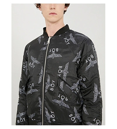 Shop Boy London Reversible Logo-print Bomber Jacket In Black