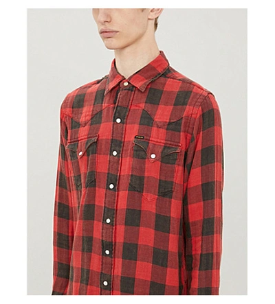 Shop Polo Ralph Lauren Checked Western-style Slim-fit Cotton-blend Shirt In Multi