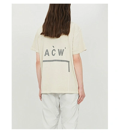Shop A-cold-wall* Overlock Logo-print Cotton-jersey T-shirt In Taupe