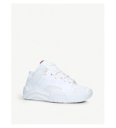 Shop Gcds Chunky Leather And Mesh Trainers In White