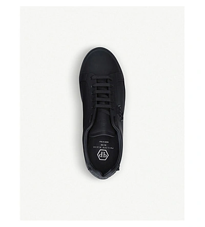 Shop Philipp Plein Brand-appliquéd Leather Trainers In Black