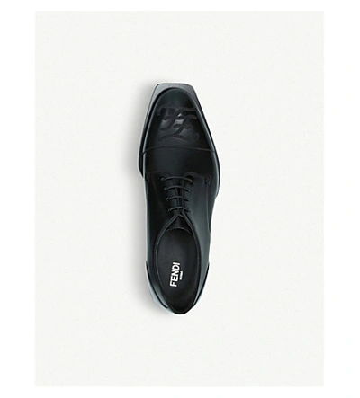 Shop Fendi Karl Logo-embroidered Leather Derby Shoes In Black