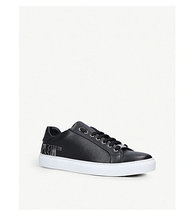 Shop Philipp Plein Logo-detail Low-top Leather Trainers In Black