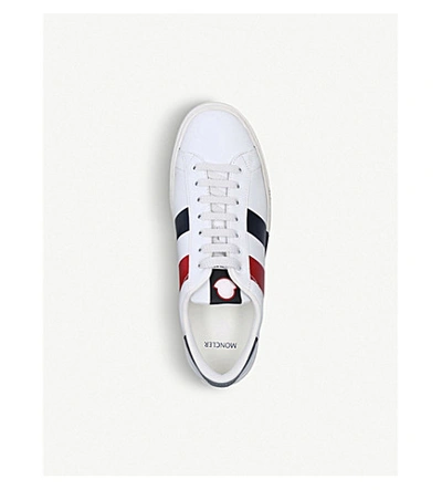 Shop Moncler Montpellier Striped Leather Trainers In White