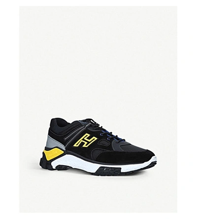 Shop Hogan 477 Trek Suede And Mesh Trainers In Black