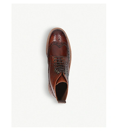 Shop Grenson Fred Leather Brogue Boots In Tan