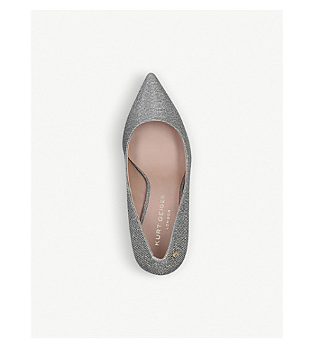 kurt geiger silver court shoes