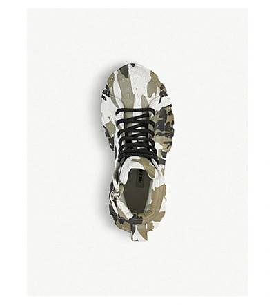 Shop Miu Miu Camouflage-print Crackled-leather Boots In Militare