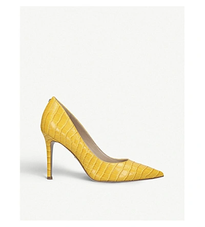 Shop Sam Edelman Hazel Croc-embossed Leather Courts