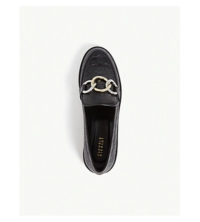 Shop Claudie Pierlot Croc-embossed Leather Loafers In Black