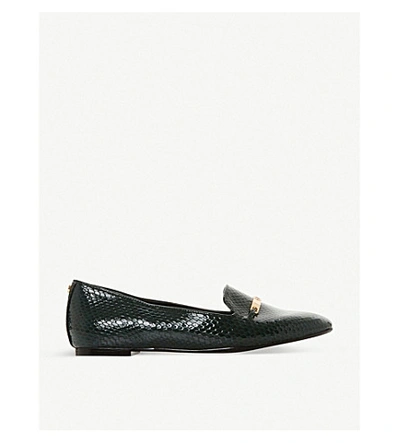 Shop Dune Graced Saddle-trim Leather Loafers In Green-patent Synthetic