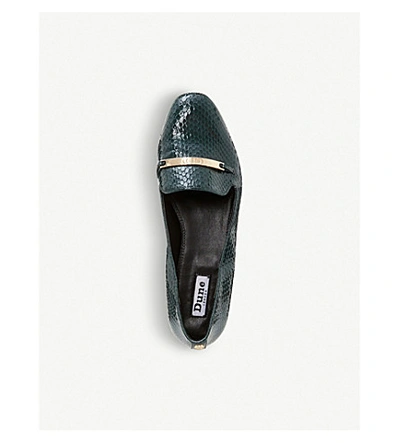 Shop Dune Graced Saddle-trim Leather Loafers In Green-patent Synthetic