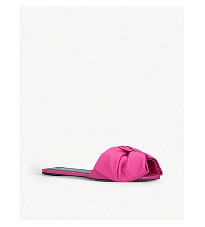 Shop Balenciaga Square Knife Bow-embellished Leather Mules In Fushia