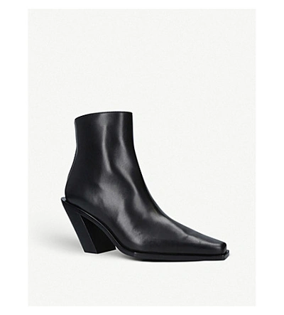 Shop Ann Demeulemeester Slant-heel Leather Ankle Boots In Black