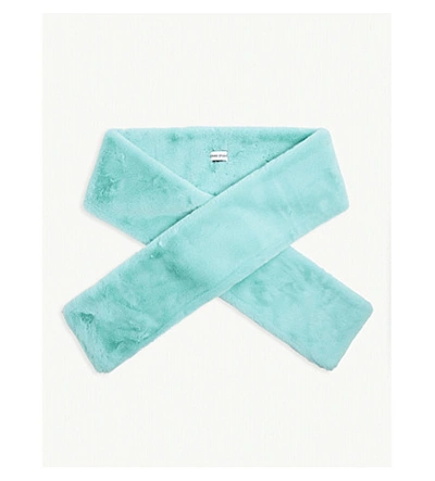 Shop Stand Studio Lily Faux-fur Scarf In Turquoise