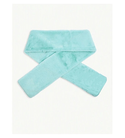 Shop Stand Studio Lily Faux-fur Scarf In Turquoise