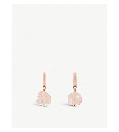 Shop Monica Vinader X Caroline Issa 18ct Gold-plated Vermeil Silver And Rose Quartz Earrings In 18ct Rose Gold