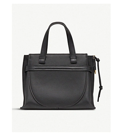 Shop Loewe Gate Top-handle Small Leather Tote Bag In Black
