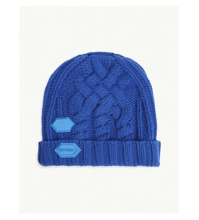 Shop Off-white Knitted Wool Beanie Hat In Blue