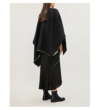 Shop Burberry Monogram Print Wool Cape In Black