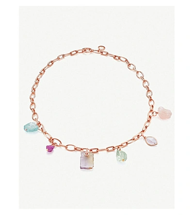 Shop Monica Vinader X Caroline Issa 18ct Rose Gold-vermeil And Gemstone Necklace