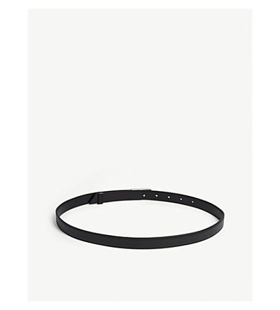 Shop Prada Triangle Logo Leather Belt In Black
