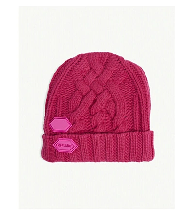 Shop Off-white Knitted Wool Beanie Hat In Pink