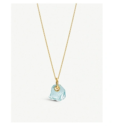 Shop Monica Vinader X Caroline Issa 18ct Gold-vermeil And Aquamarine Necklace