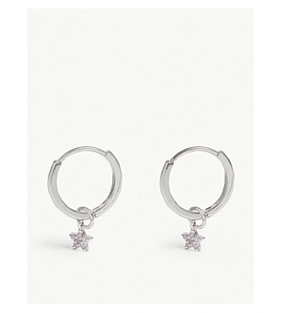 Shop Astrid & Miyu Mystic 2.0 Star Hoop Earrings In Rhodium
