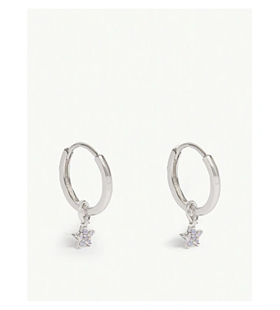 Shop Astrid & Miyu Mystic 2.0 Star Hoop Earrings In Rhodium