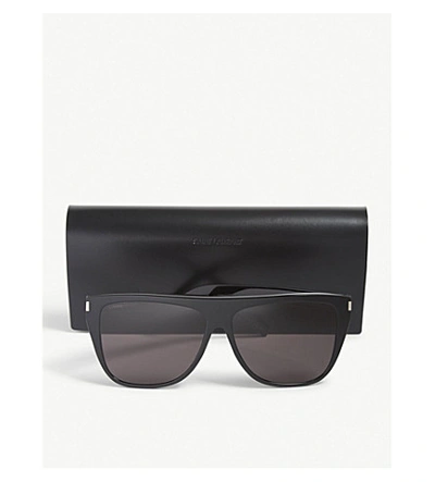 Shop Saint Laurent Women's Black Sl1 Slim Square-frame Sunglasses