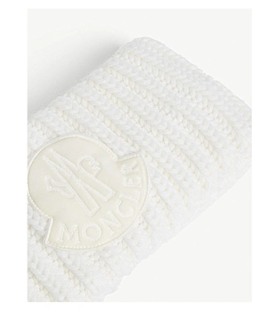Shop Moncler Logo Virgin Wool Headband In White