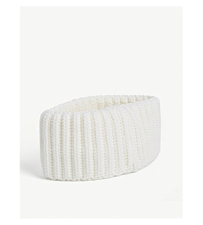 Shop Moncler Logo Virgin Wool Headband In White