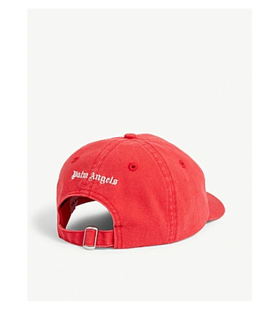 Shop Palm Angels Metal Logo Cotton Baseball Cap In Red White