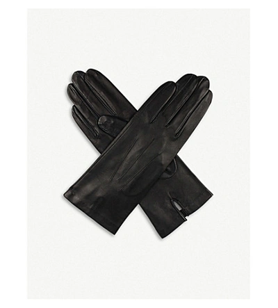 Shop Dents Faux-shearling Leather Gloves In Black