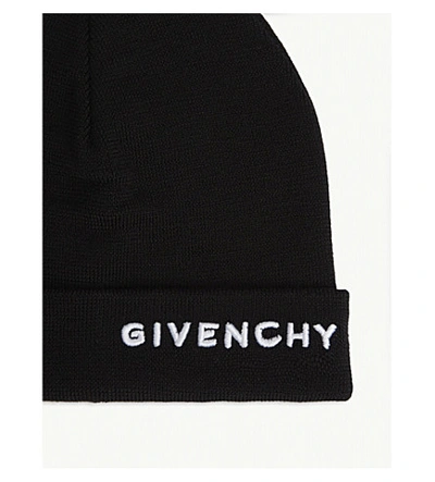 Shop Givenchy Embroidered Logo Beanie In Black White