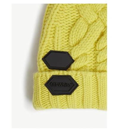 Shop Off-white Knitted Wool Beanie Hat In Yellow