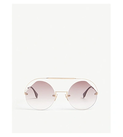 Shop Fendi Ff0325/s Round-frame Sunglasses In Gold