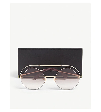 Shop Fendi Ff0325/s Round-frame Sunglasses In Gold